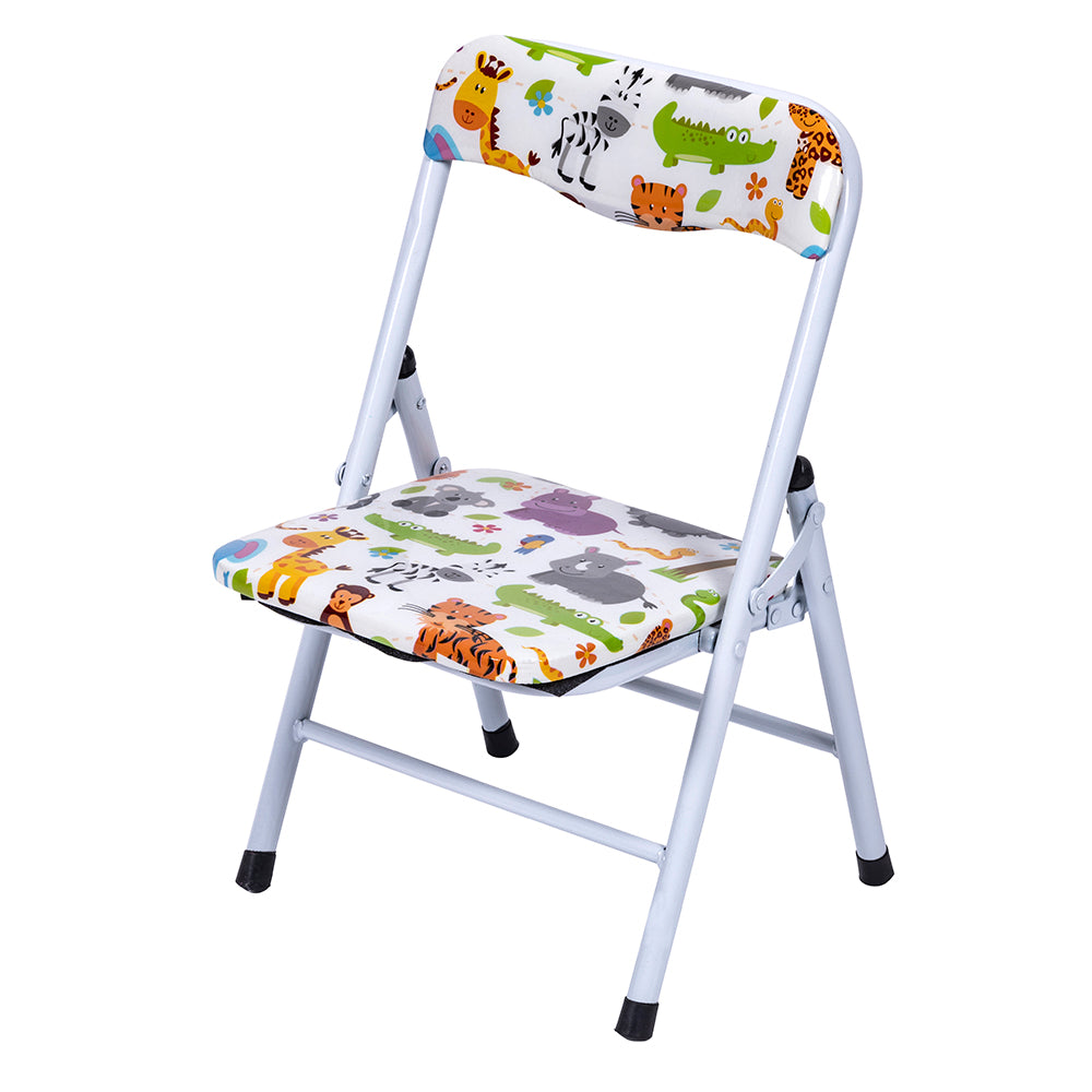 Scrivania set mini tavolo e sedia pieghevoli con struttura in metallo decorato per bambini