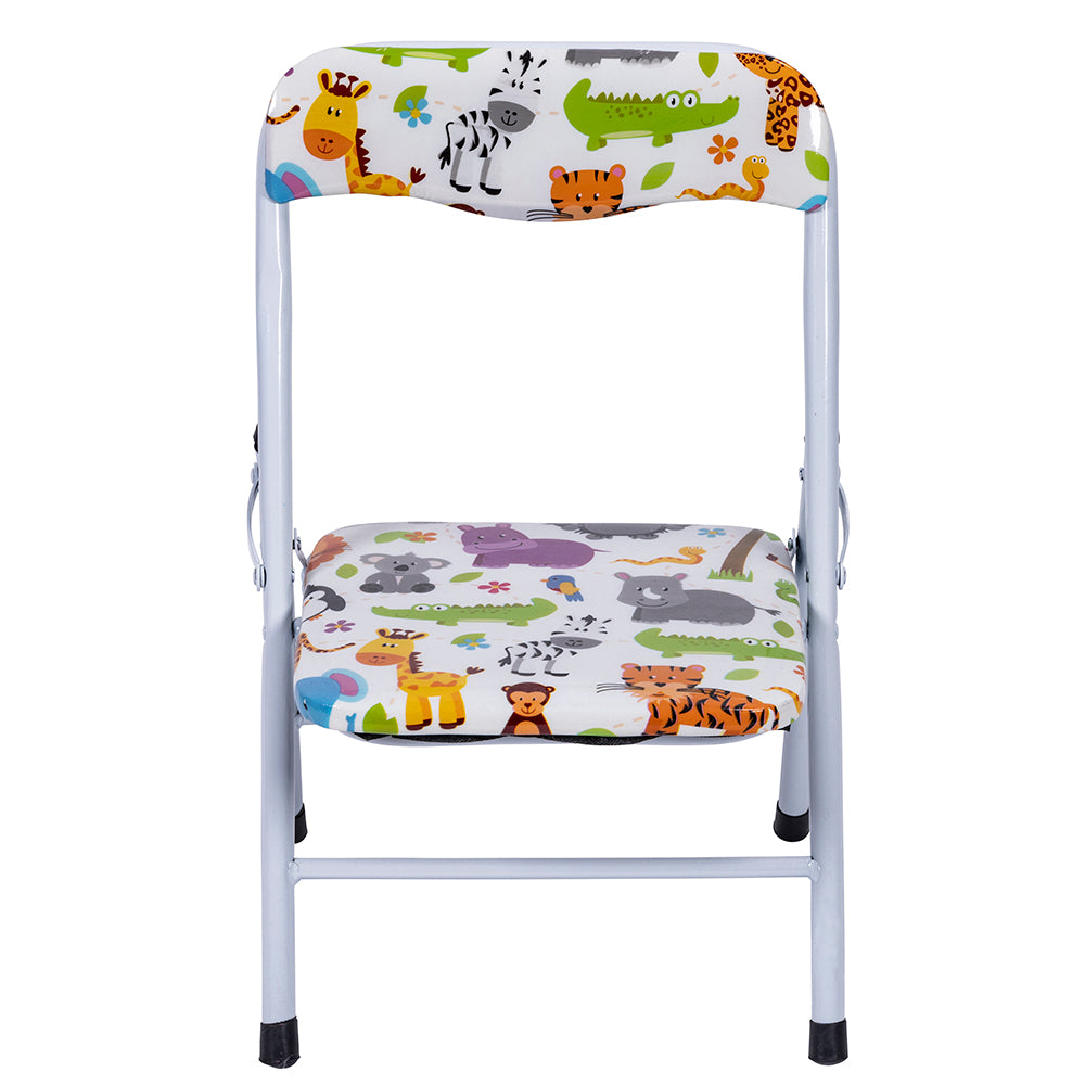 Scrivania set mini tavolo e sedia pieghevoli con struttura in metallo decorato per bambini