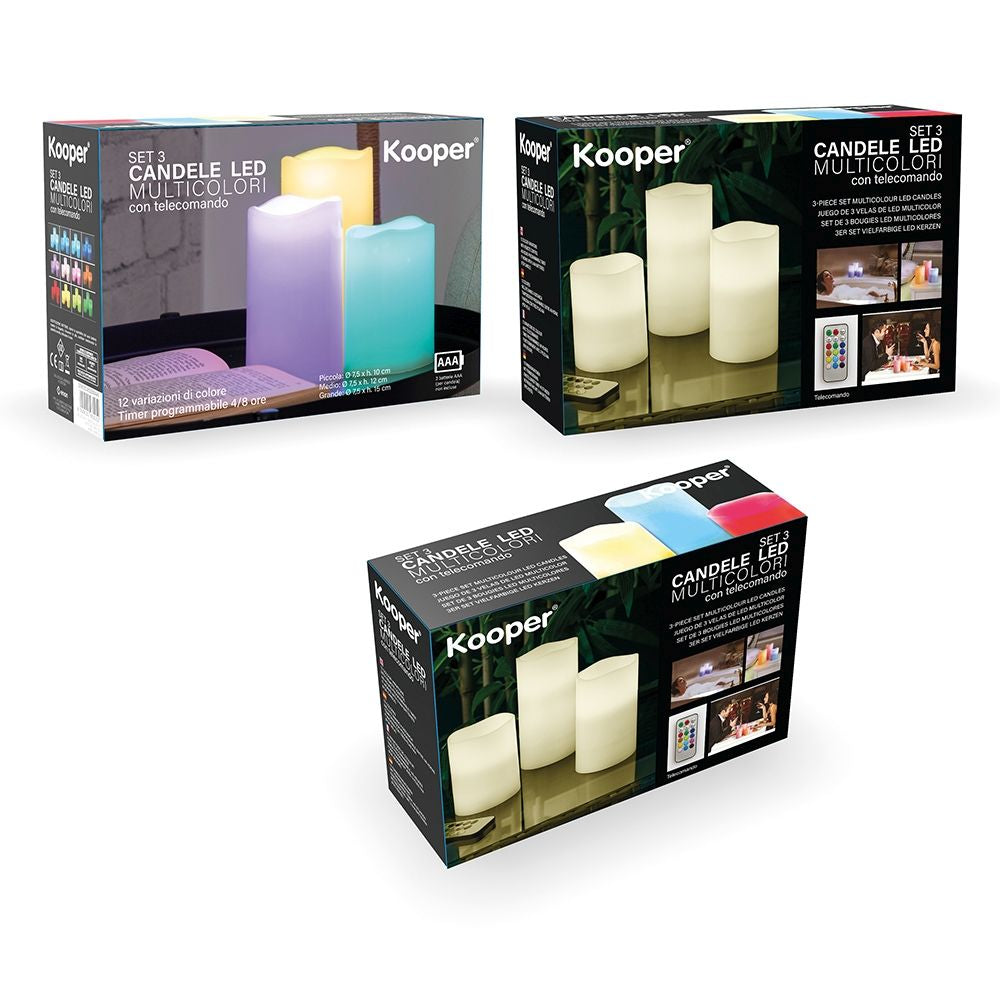 Candele led a 12 colori con telecomando set 3 pezzi piccolo medio grande