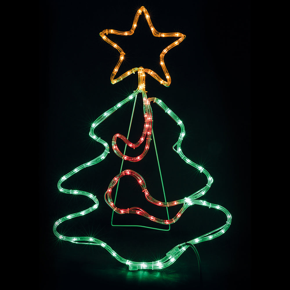 Insegna luminosa albero di Natale 96 ledmulticolor, uso esterno 74x49 cm