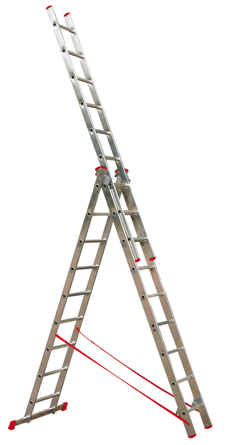 Scala in alluminio a 3 pezzi da 9 gradini lunghezza totale 5.30 metri - Promo Step triplice in alluminio