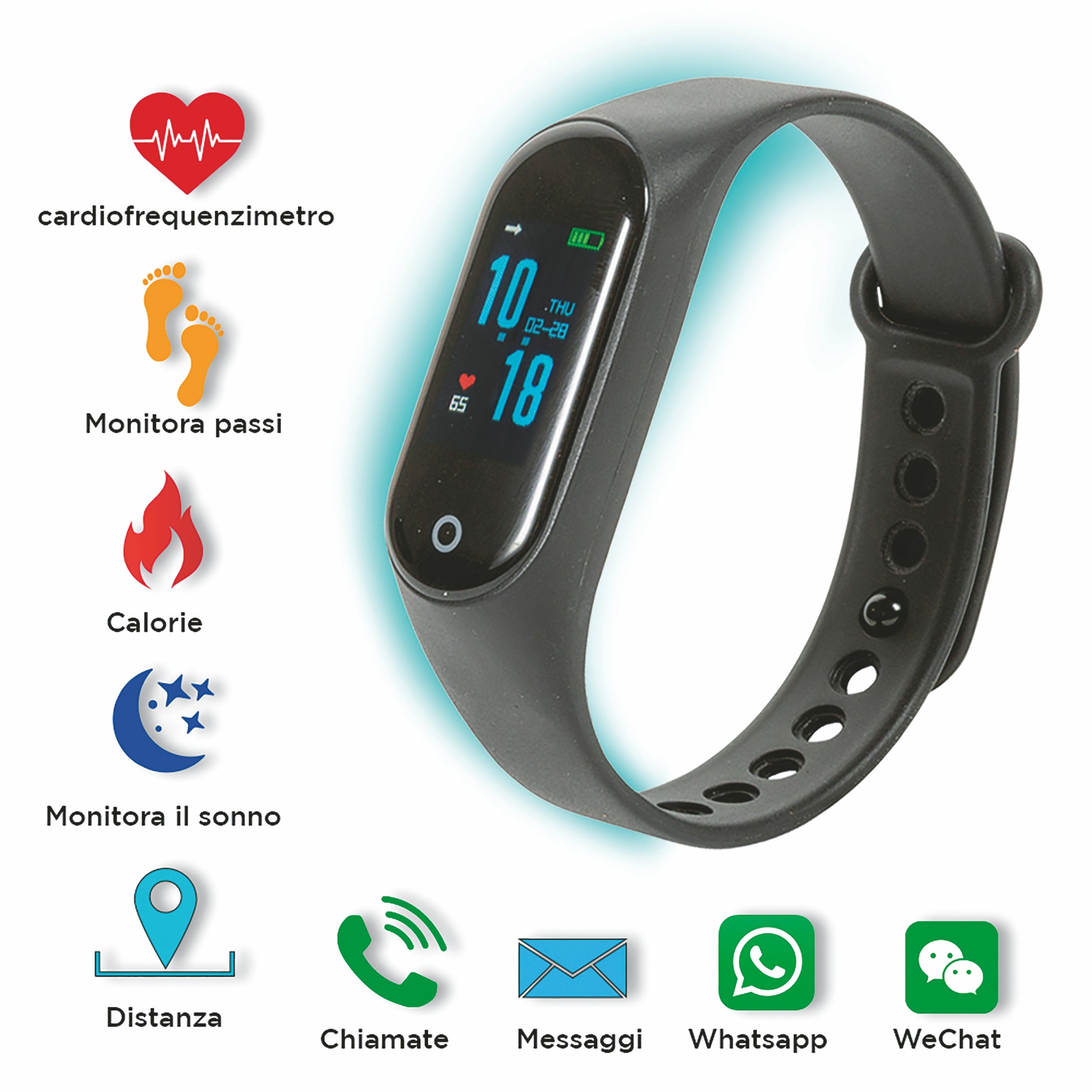 Orologio fitness con cardiofrequenzimento e monitoraggio paramet