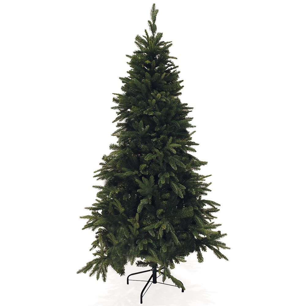 Albero di natale abete verde folto in polietilene con struttura ad incastro da terra e base a croce in metallo Canada Superior