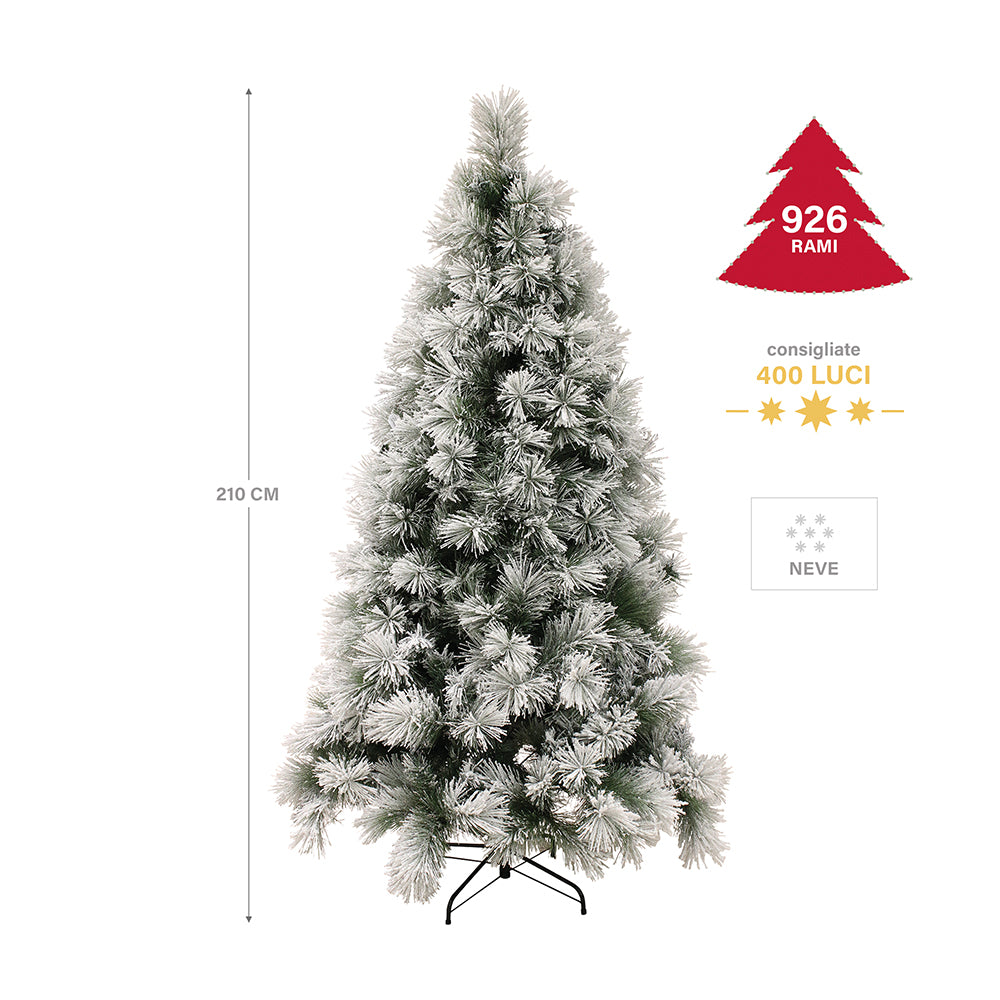 Albero di Natale innevato 926 rami h.210 cm, Alaska