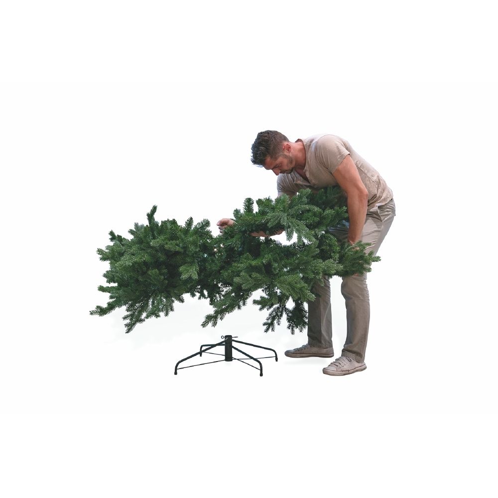 Albero di natale abete folto verde in PVC con struttura ad incastro e base in metallo Courmayeur Superior