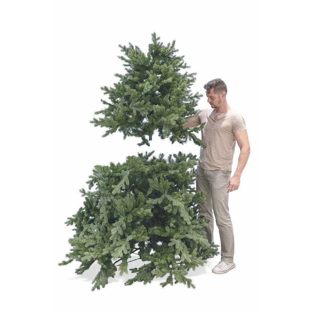 Albero di natale abete folto verde in PVC con struttura ad incastro e base in metallo Courmayeur Superior