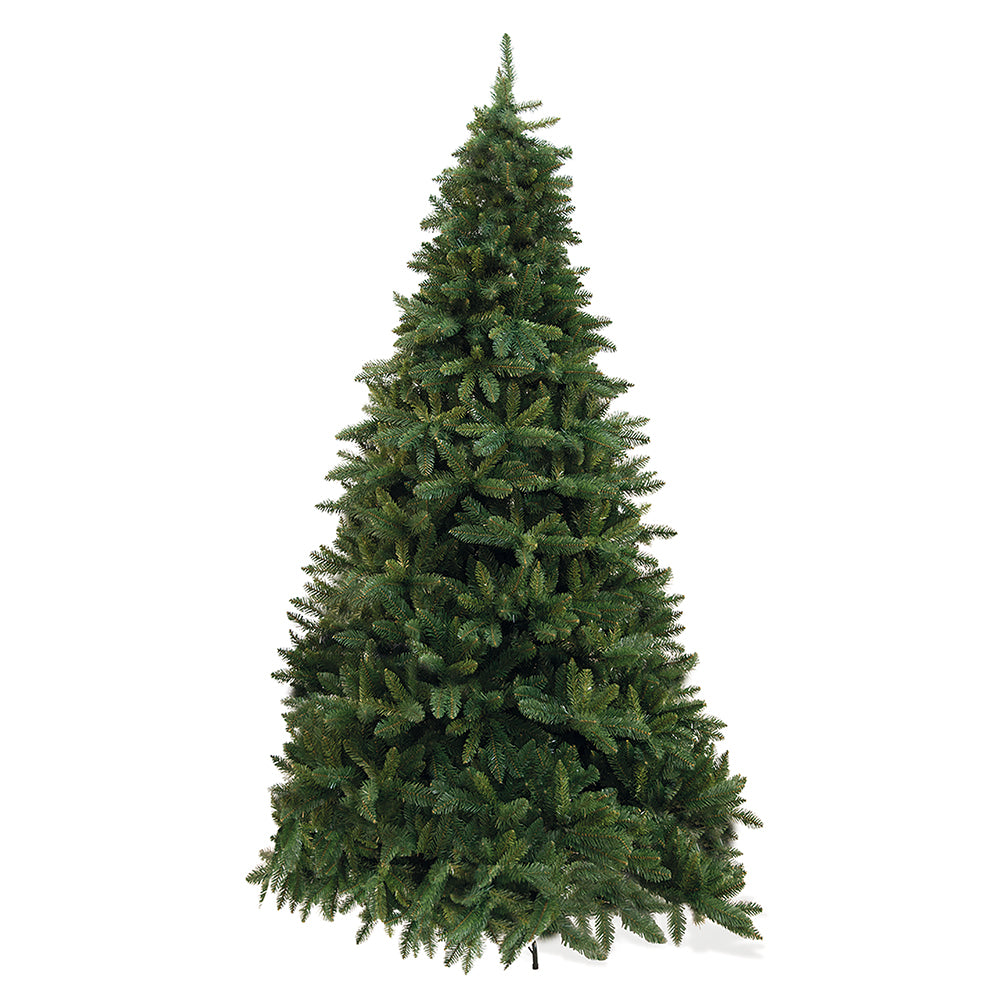 Albero di natale abete folto verde con struttura ad incastro da terra e base in metallo Baviera Superior