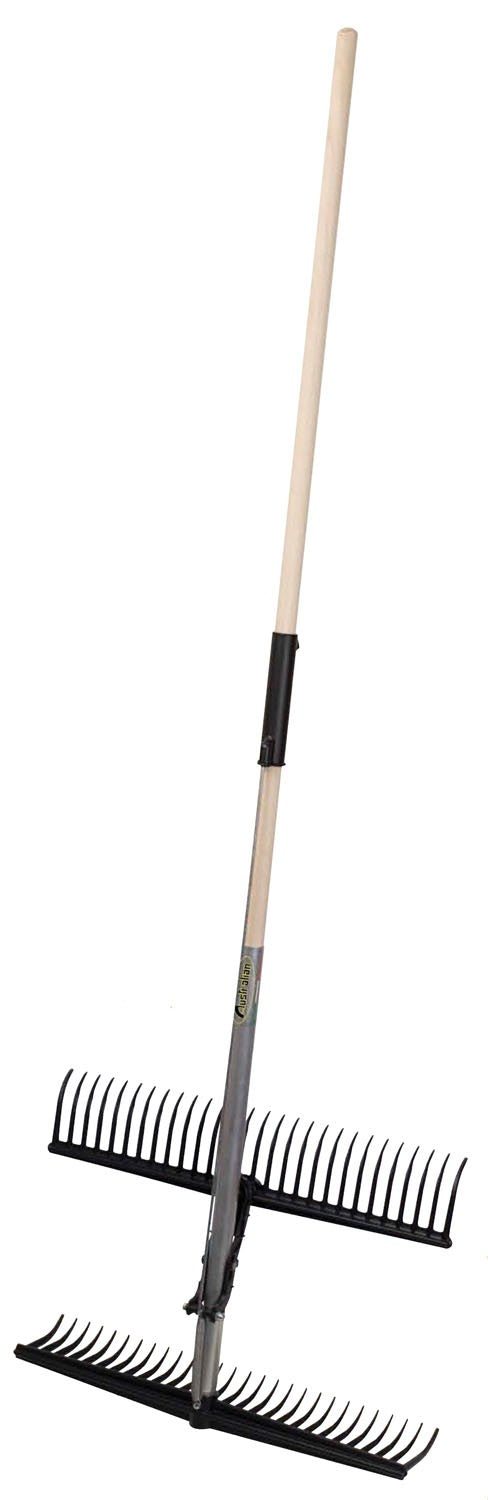 Rastrello raccoglitore doppio pettine con manico in alluminio 28 denti H170cm Brixo