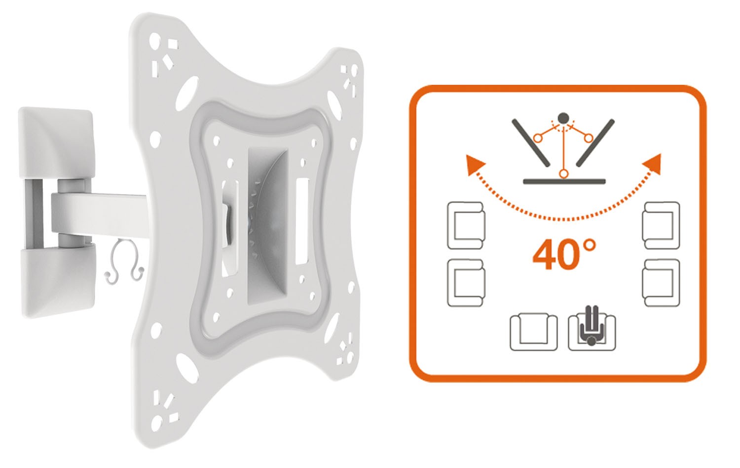 Mensola TV  28-42 con braccio orientabile - bianca 451059"