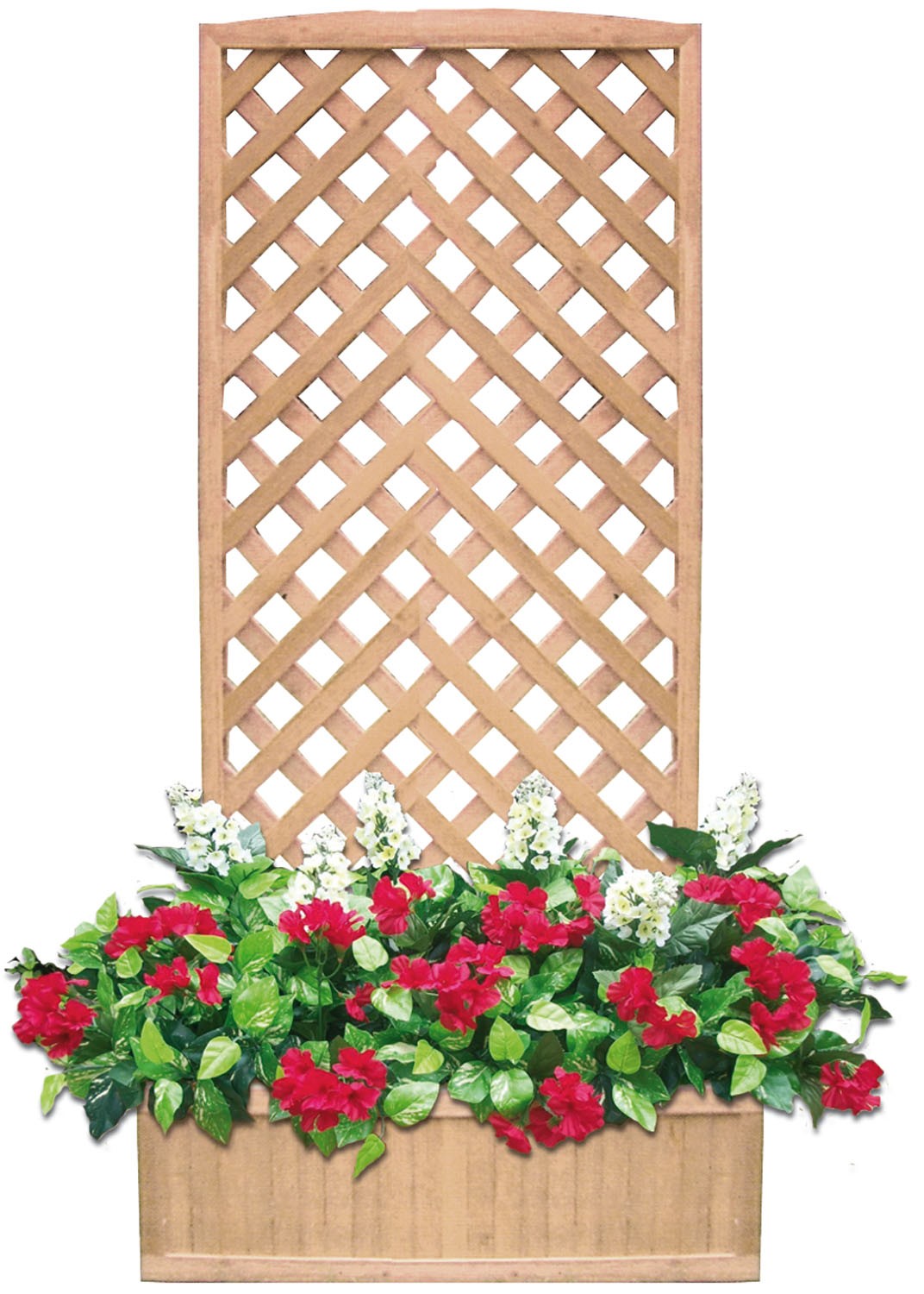 Fioriera in Legno con traliccio e vaso portafiori da giardino