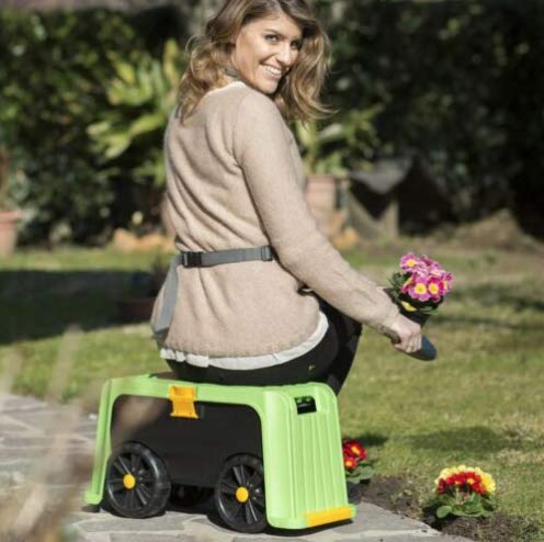 Sgabello contenitore da giardino con ruote 4in1