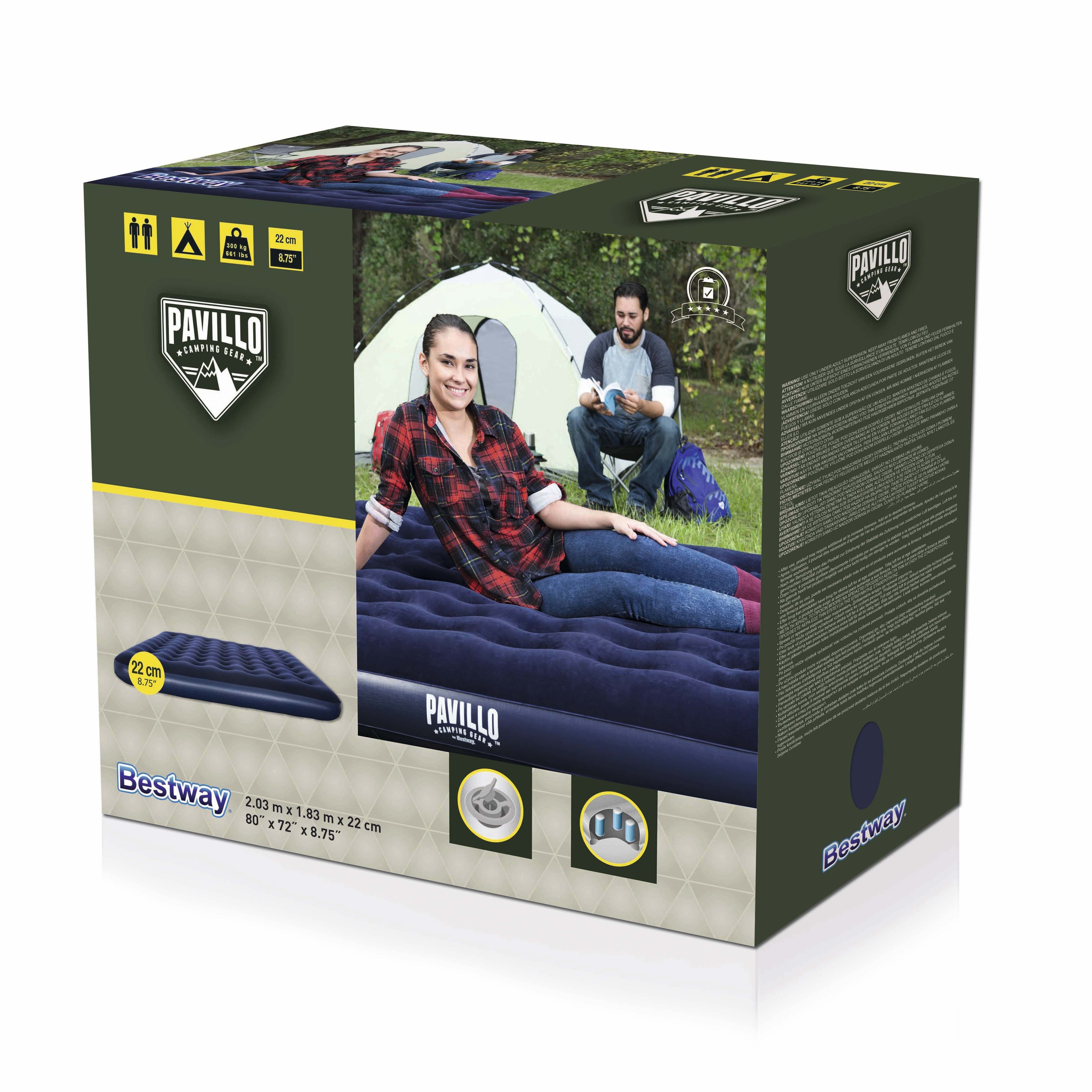 Airbed blu floccato materasso gonfiabile king Pavillo BestWay 67004