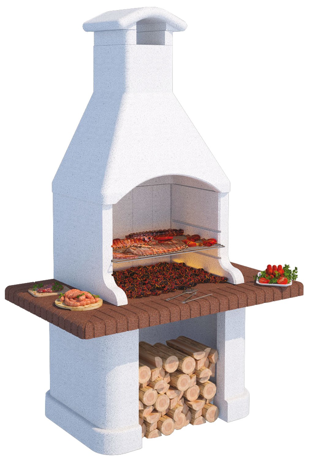 Barbecue Beton Ardente prefabbricato in pietra 150x90x241 cm