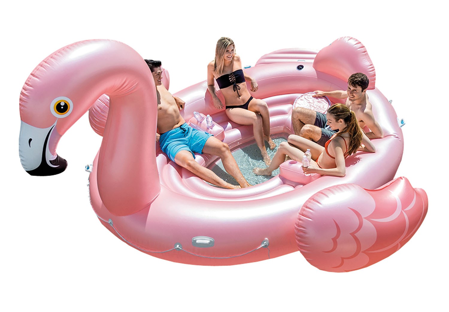 Piscina galleggiante Fenicottero 422x373x185 cm - Isola Party forma Fenicottero Intex 57267 NP