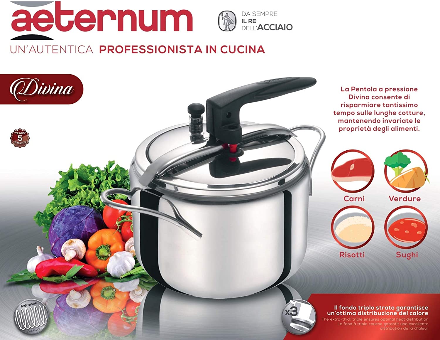 Pentola a pressione in acciaio inox Aeternum Divina