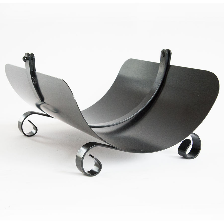 Portalegna cestino in ferro battutto per camino caminetto