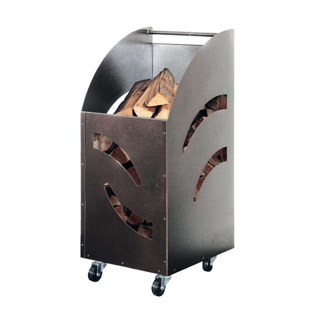 Carrello portalegna Tank in ferro battuto per camino