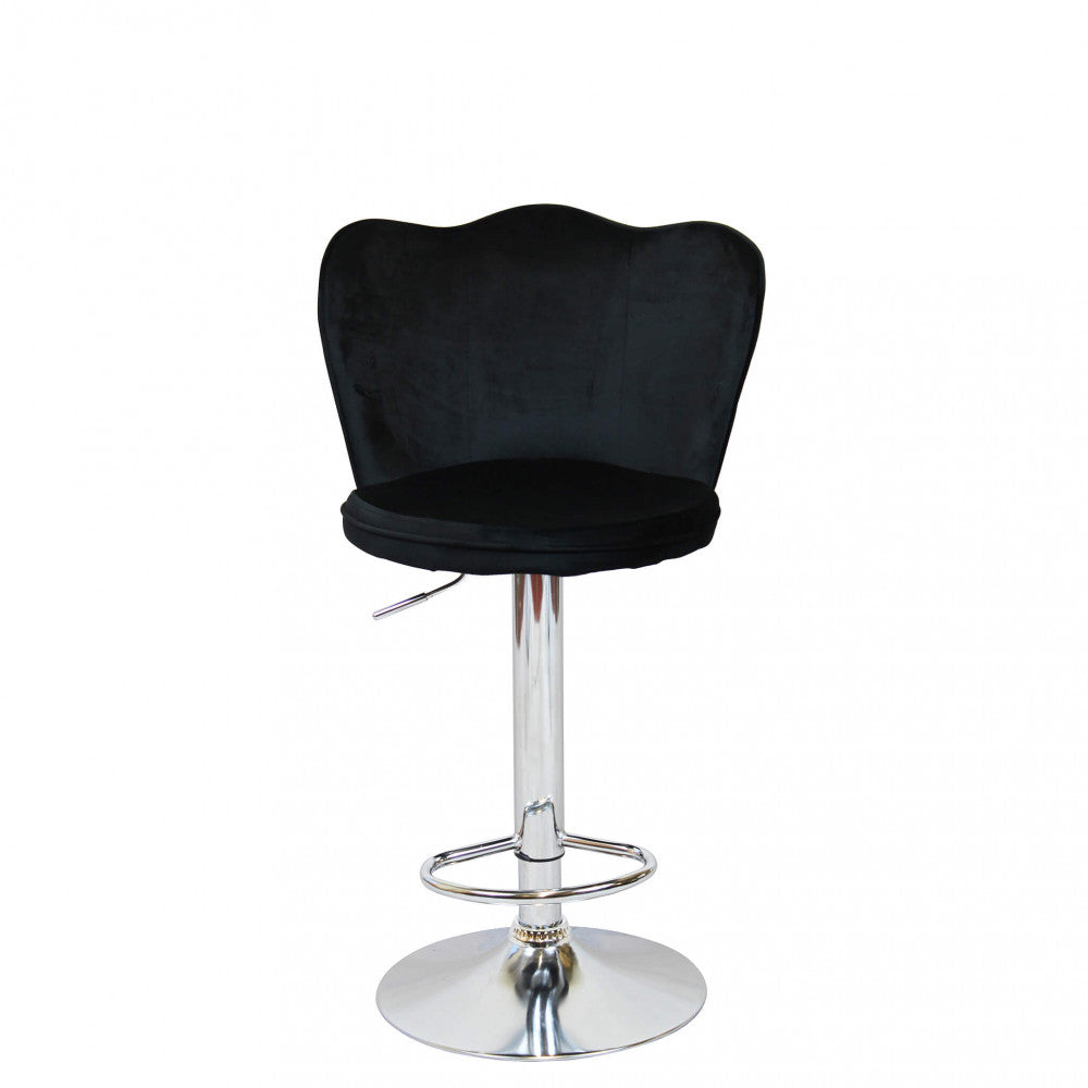 Sgabello da interno regolabile in altezza con struttura in metallo e seduta in velluto Dream