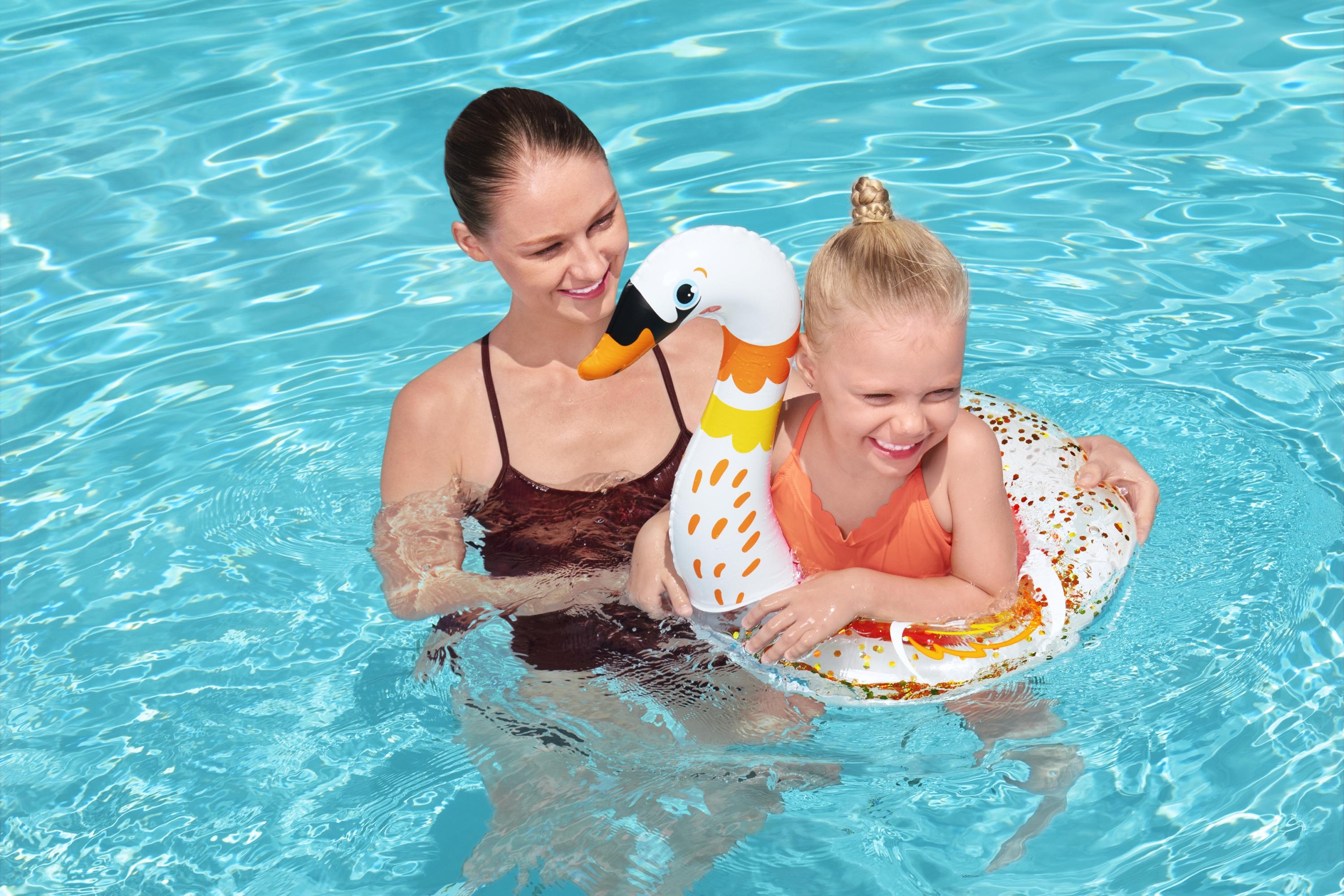 Salvagente ciambella gonfiabile cigno e fenicottero scintillante shimmer