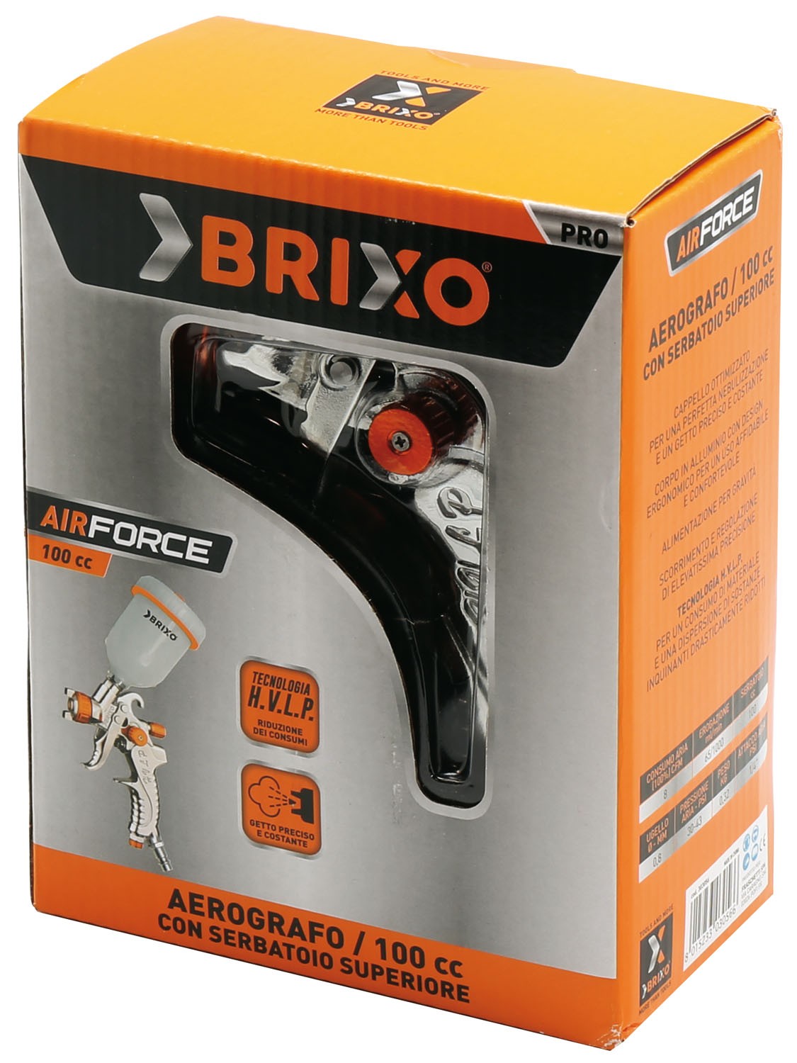 Aerografo pistola spray per verniciare Airforce 100 CC serbatoio superiore Brixo