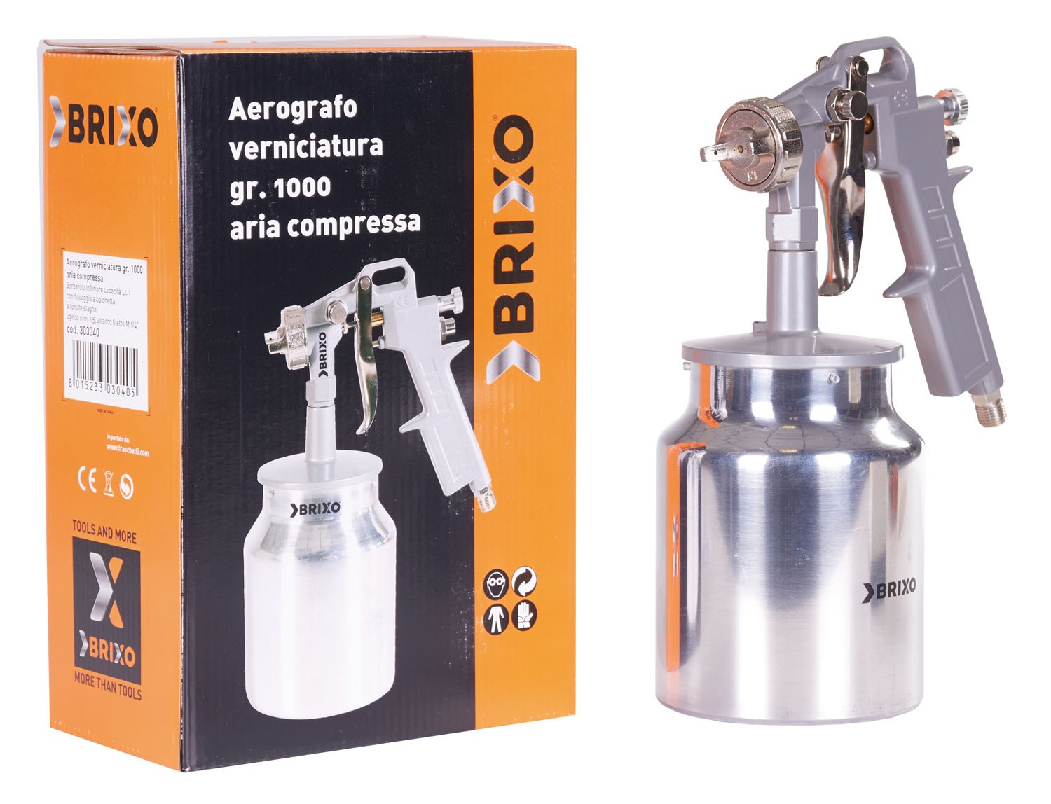 Aerografo pistola spray per verniciare con serbatoio inferiore lt 1 Brixo