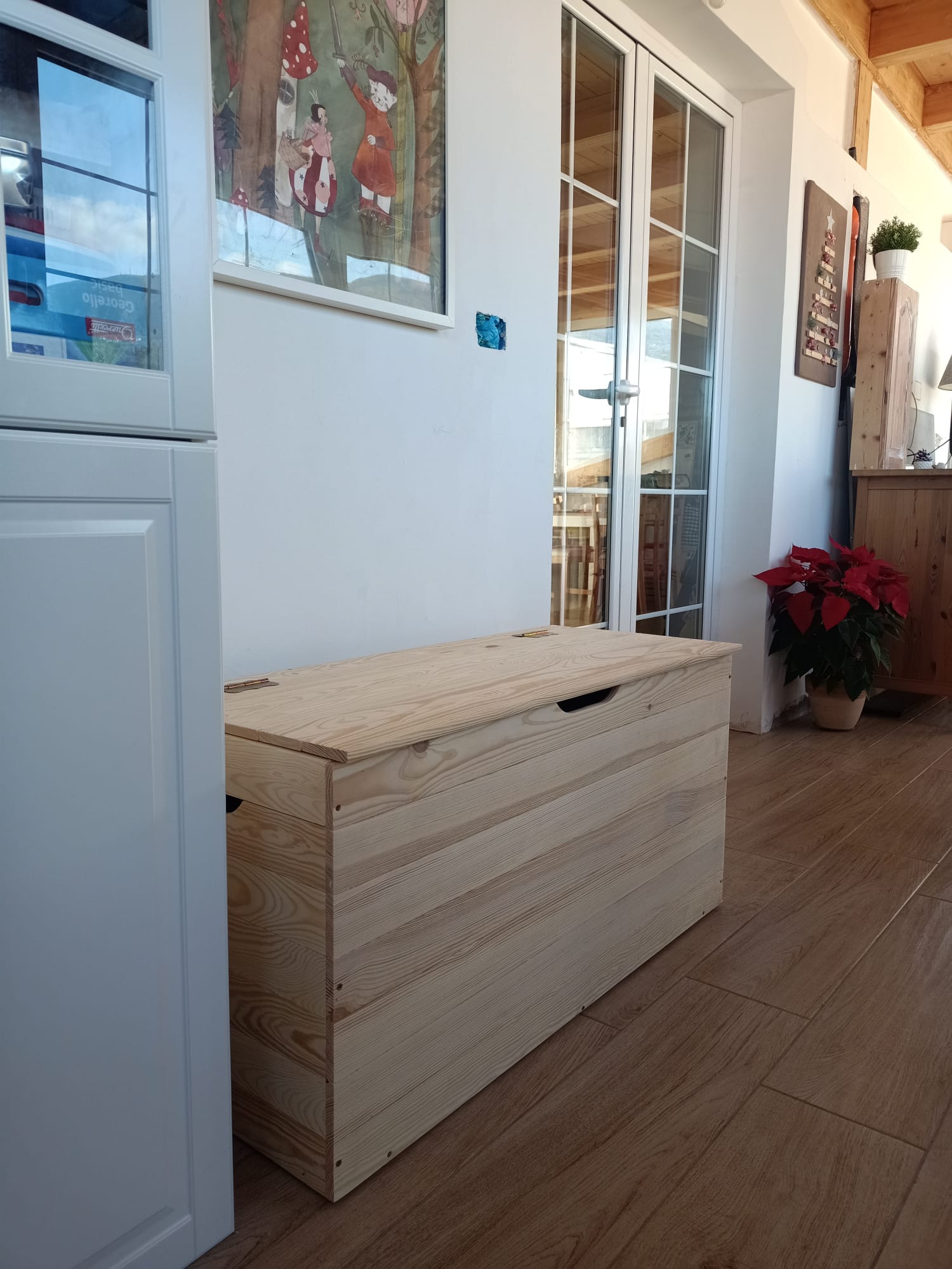 Baule cassapanca in legno massello