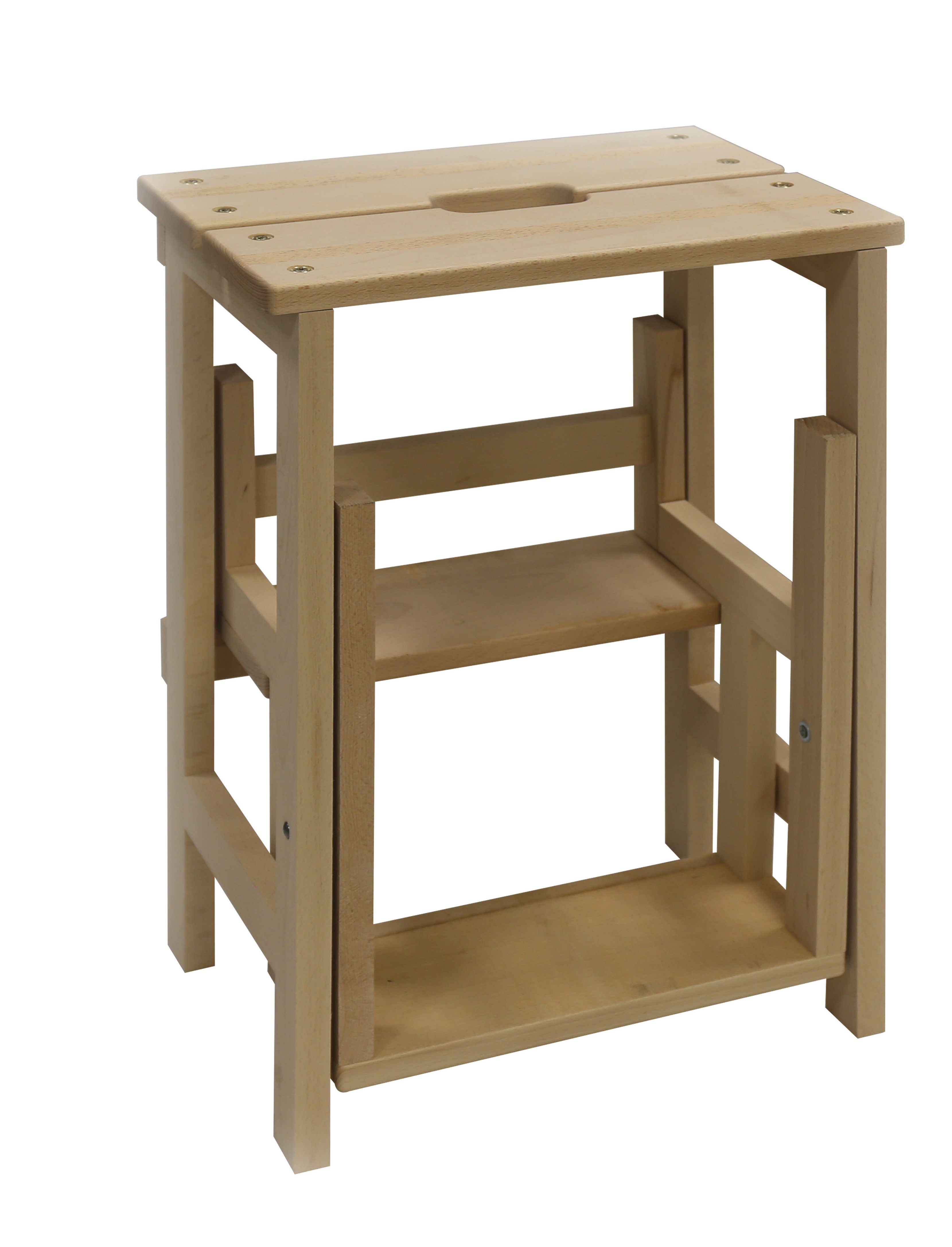 Scaletta sgabello 3 gradini a ribalta legno massello Duplo Alberiamo