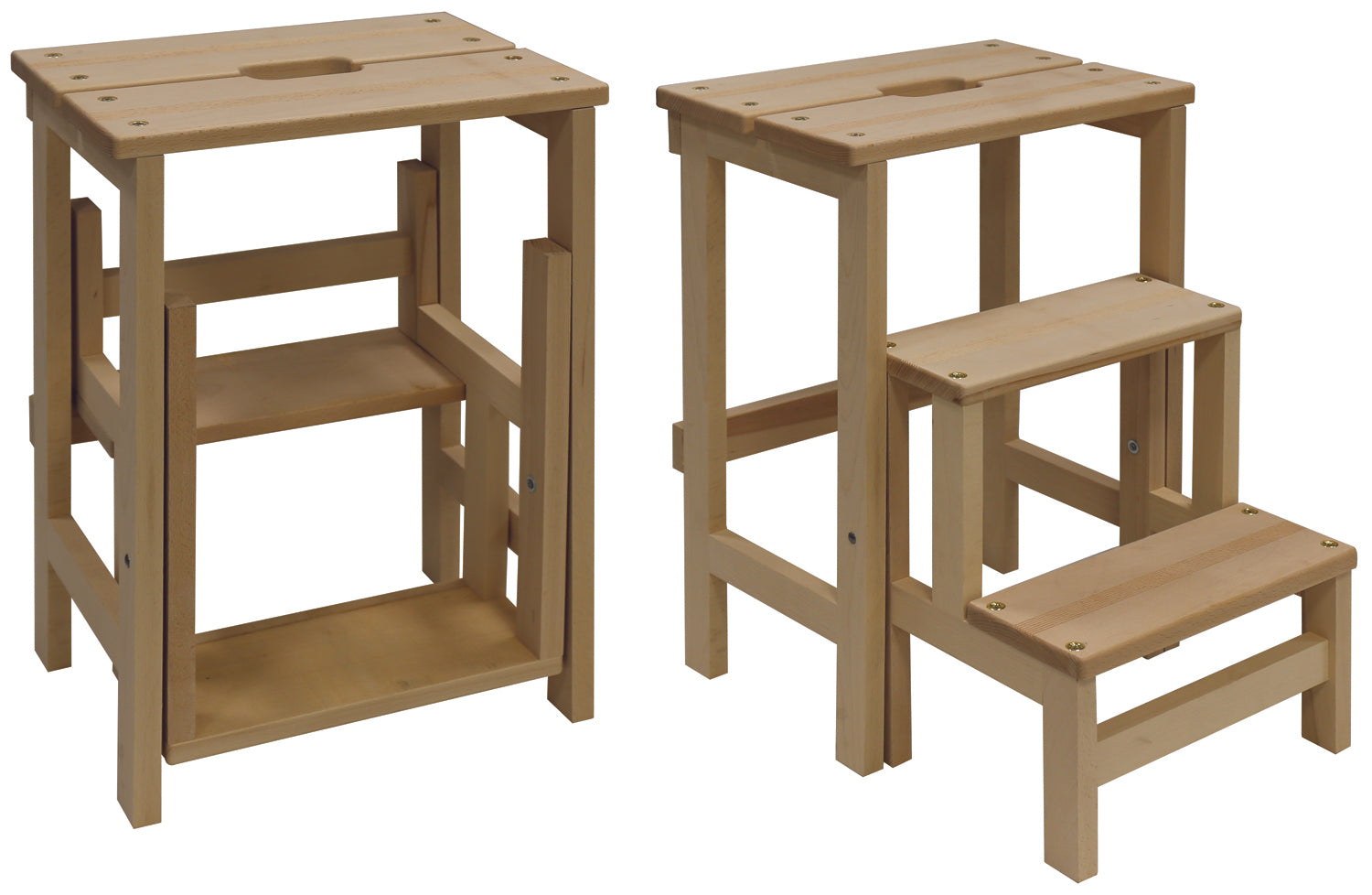 Scaletta sgabello 3 gradini a ribalta legno massello Duplo Alberiamo