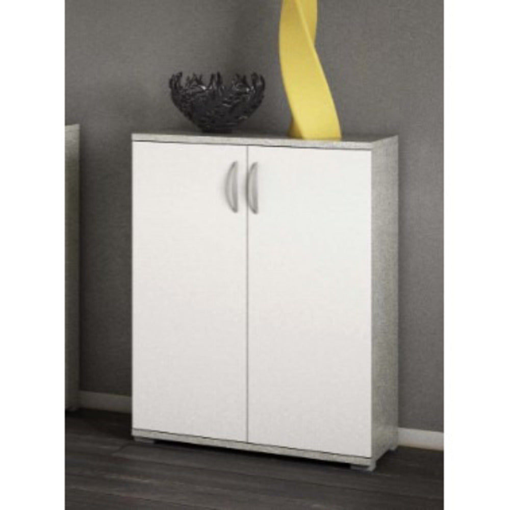 Armadietto credenza da ingresso salotto bianco effetto pietra in legno nobilitato melaminico