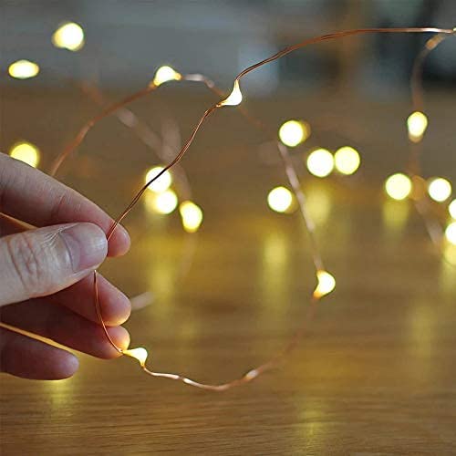 Catena di luci led filo di rame a batteria bianco caldo