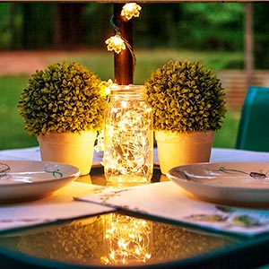 Catena di luci led filo di rame a batteria bianco caldo