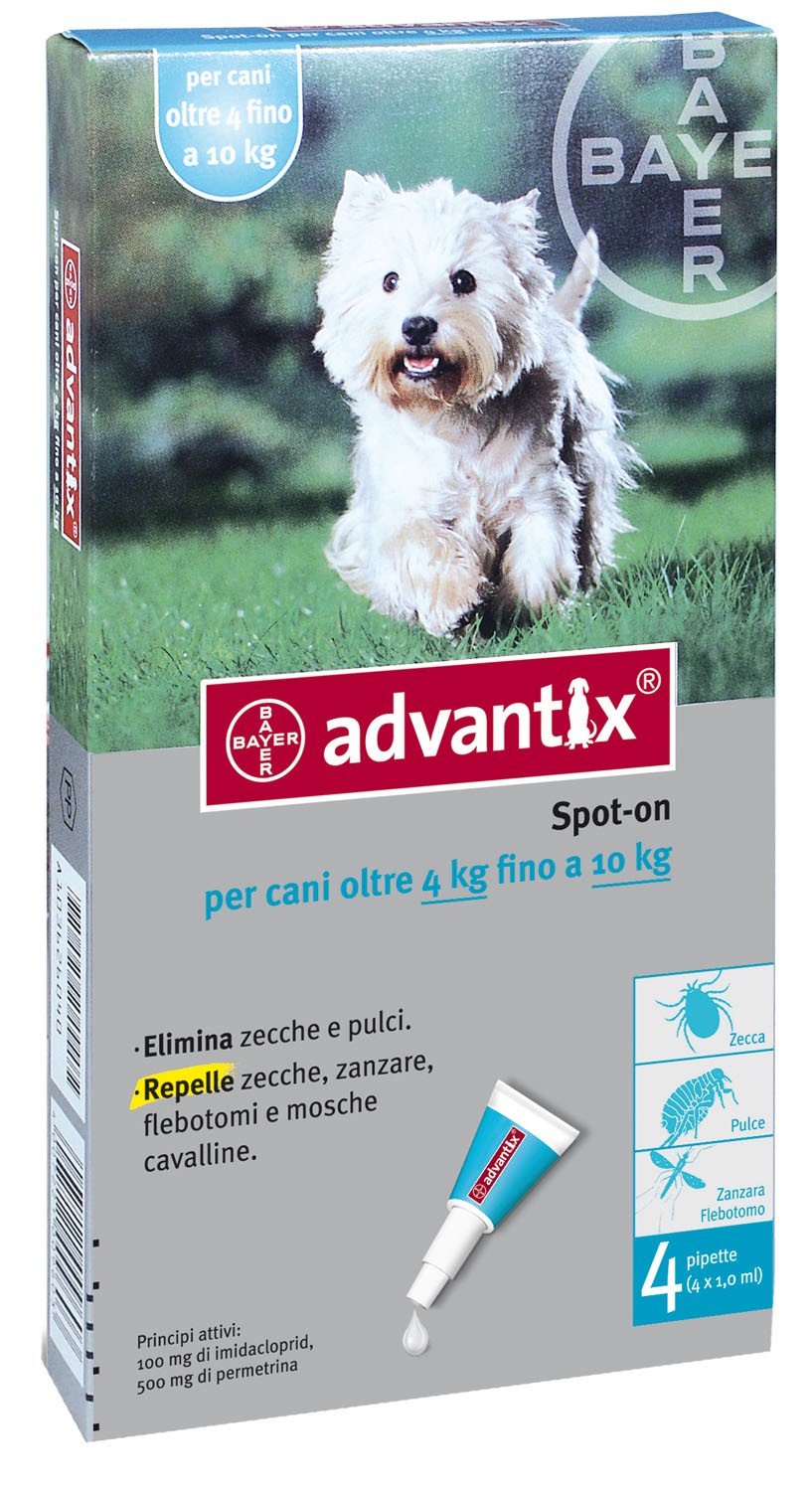 Advantix per cani da 4 kg a 10 kg 4 pipette