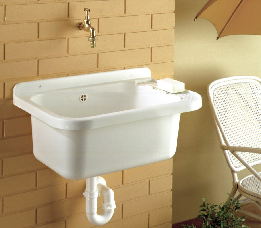 Lavabo a parete in resina per esterno con kit completo