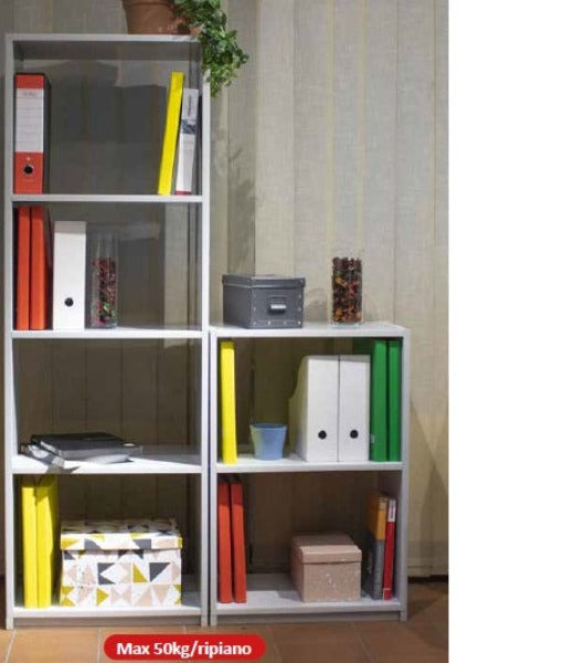 Scaffale libreria modulare con ripiani in PVC bianco da interno ed esterno Dolly