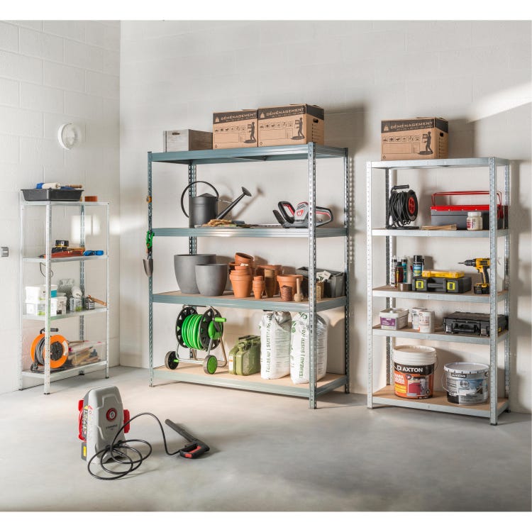 Scaffale in kit metallo zincato rinforzato 5 piani ad incastro Click Cla