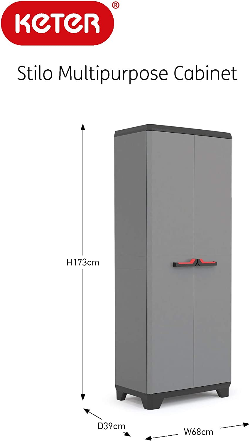 Armadio portascope lucchettabile a 2 ante e 3 ripiani regolabili Basic Stilo Keter