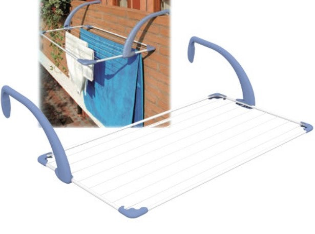 Stendibiancheria da balcone stendino 5 m acciaio resina bianco
