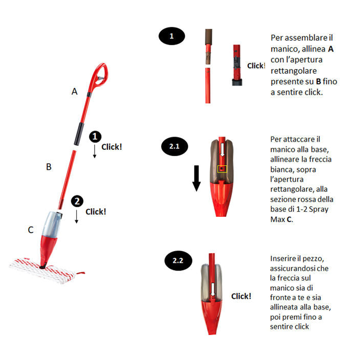 Vileda lavapavimenti con sistema Max Spray - Piastra snodata con panno in microfibra e impugnatura ergonomica 168380