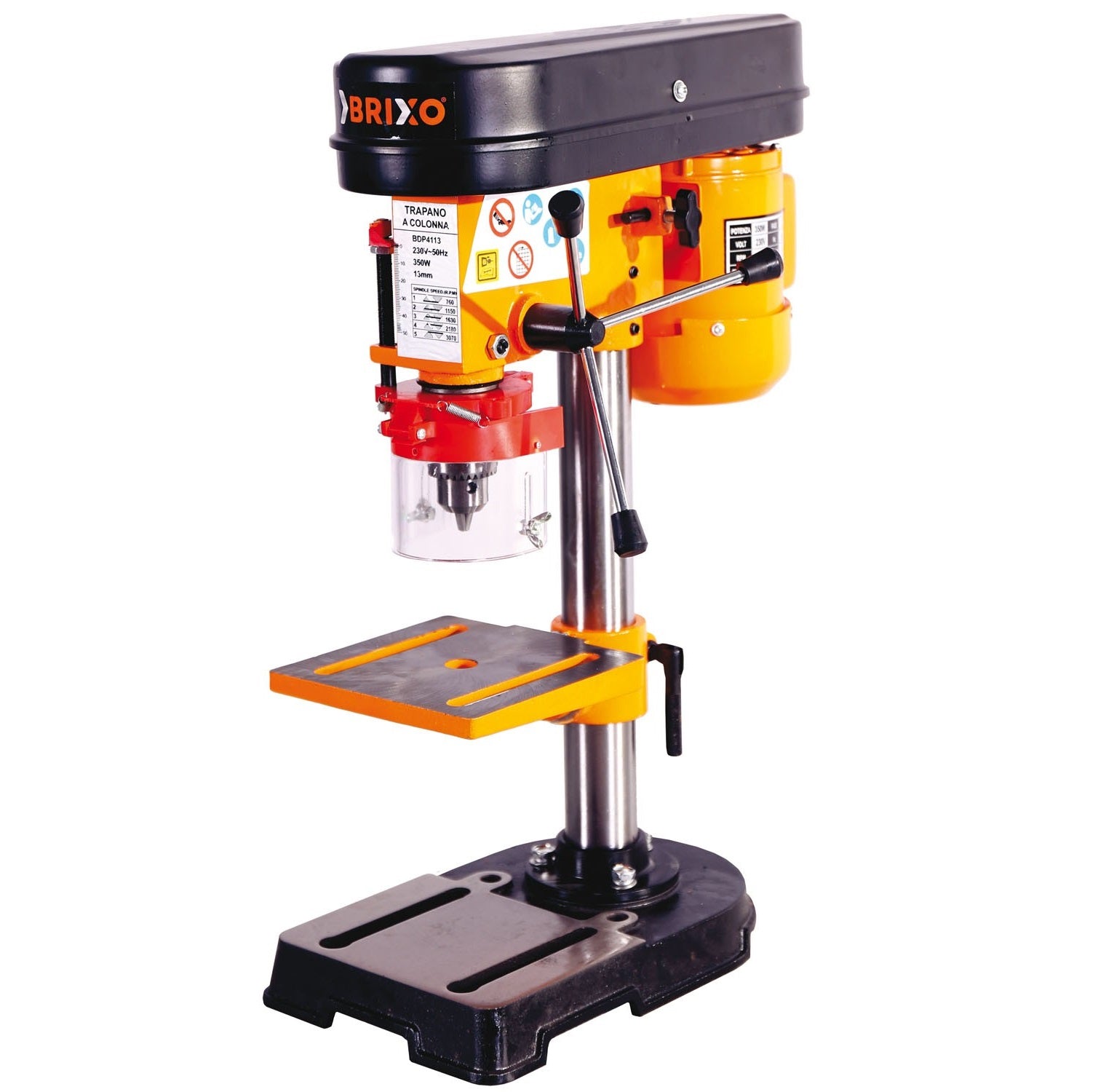 Trapano a colonna da banco monofase 250W a 5 velocità con mandrino 13mm BRIXO