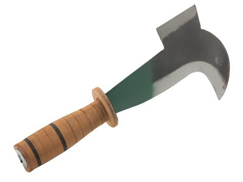 Roncola accetta doppio taglio da cacciatore in acciaio forgiato e manico rivestito in cuoio Brixo 243