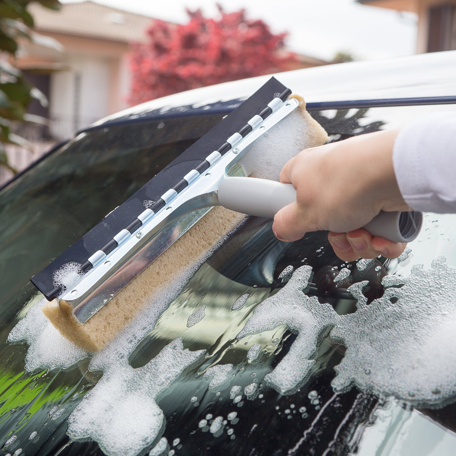 Pulivetro con spugna e gomma per casa e auto