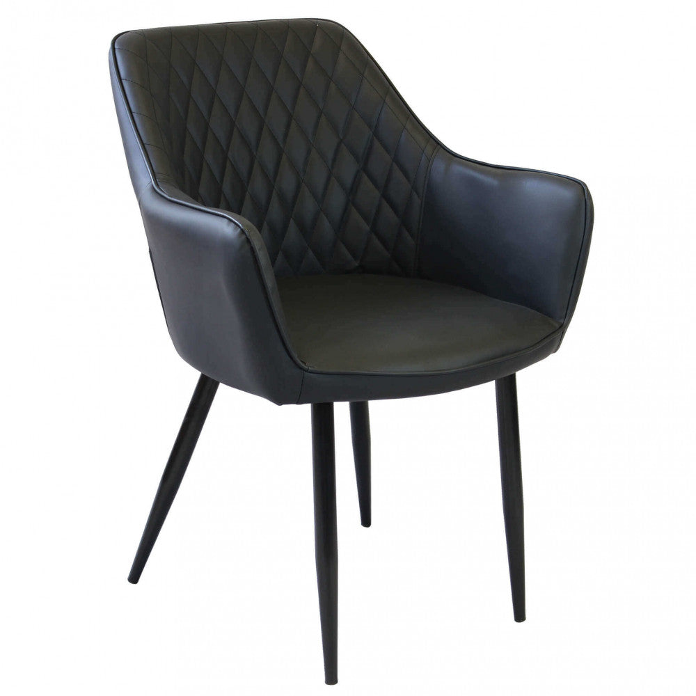 Sedia poltrona da interno con struttura in metallo e seduta larga imbottita rivestita in ecopelle Chair XL