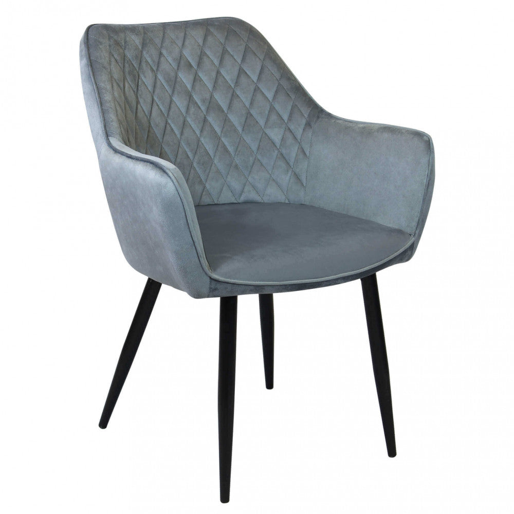 Sedia poltrona design da interno con struttura in metallo e seduta rivestita in velluto Dobby