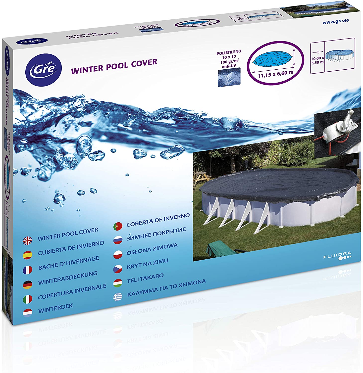 Telo copertura estiva ed invernale per piscine Ovali in acciaio GRE CIPROV