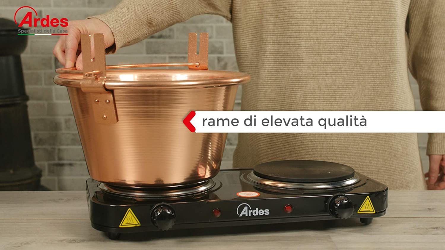 Paiolo elettrico in rame per polenta e marmellate Ardes