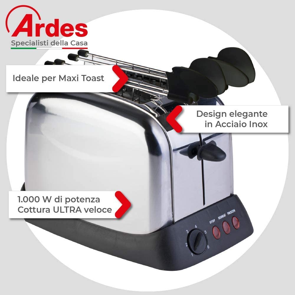 Tostapane tostiera 2 fette i acciaio inox Tosto AR 1T30 Ardes