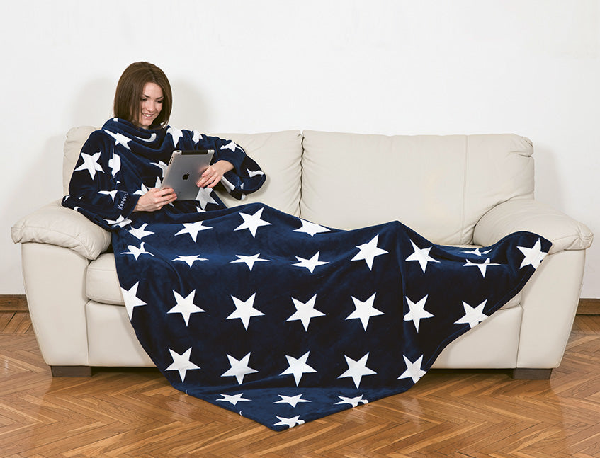 Coperta plaid in pile con tasche e maniche Deluxe stars Kanguru