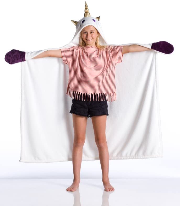 Coperta plaid mantella con cappuccio e guanti Unicorno Blanket Kanguru