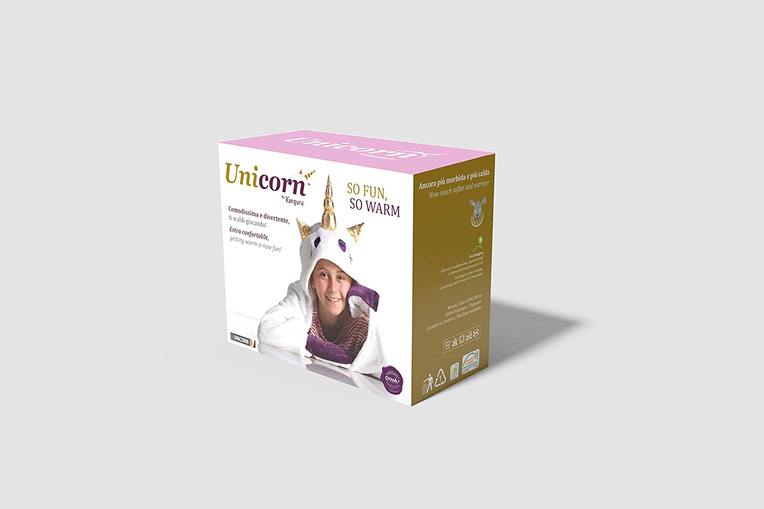 Coperta plaid mantella con cappuccio e guanti Unicorno Blanket Kanguru