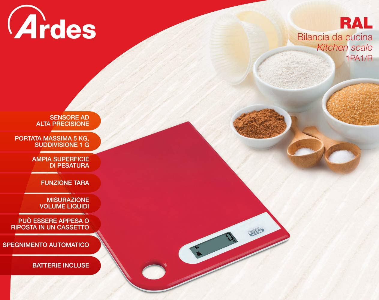 Bilancia da cucina digitale Ral AR1PA1/R Ardes